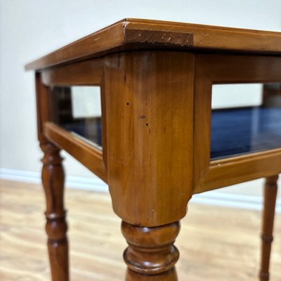 Antique Jewelry Display Table in Cherry Wood with Side Glazing-ALF-2033556