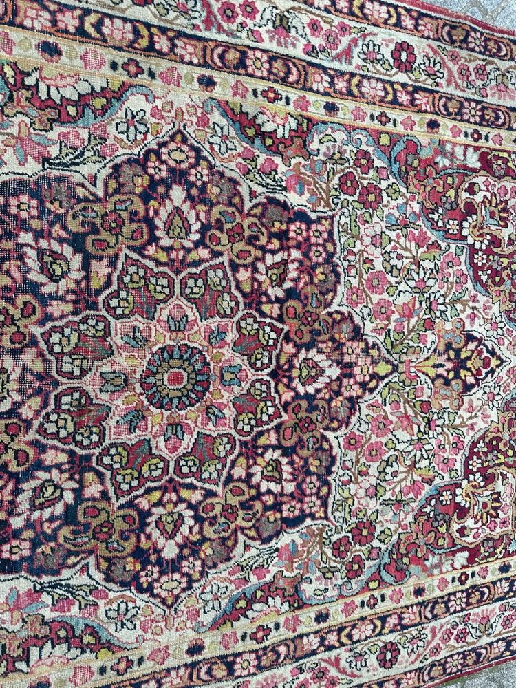 Antique Kirman Lavar Rug, 1890s