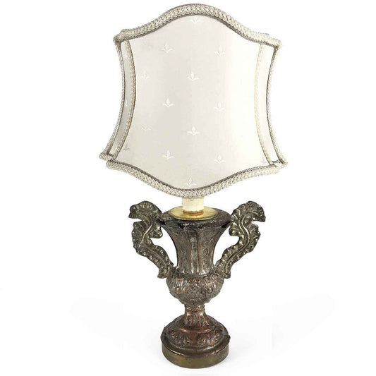 Antique Lamp with Shaped Fan Lampshade, 1700