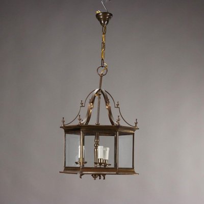 Antique Lanterns in Metal & Glass, Italy, 20th Century, Set of 2-VMM-2028488