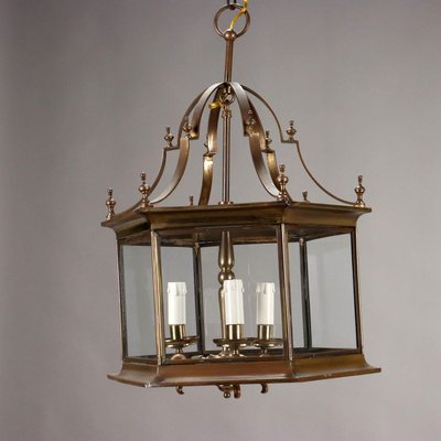 Antique Lanterns in Metal & Glass, Italy, 20th Century, Set of 2-VMM-2028488