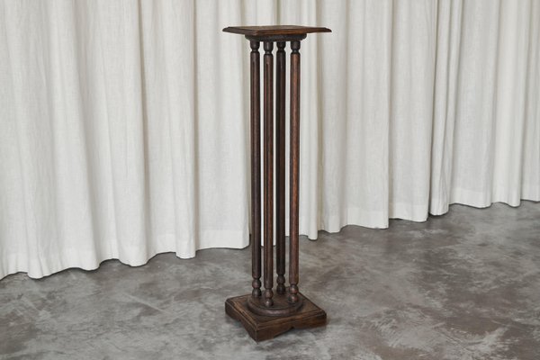 Antique Late 19th Century Pedestal in Oak, 1890s-FEW-2024237