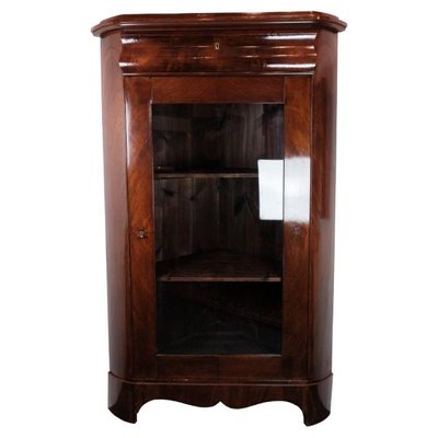 Antique Late Empire Mahogany Corner Cabinet with Shelves, 1840s-UY-1249231