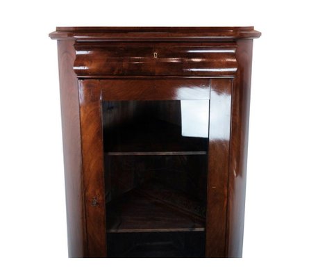 Antique Late Empire Mahogany Corner Cabinet with Shelves, 1840s-UY-1249231