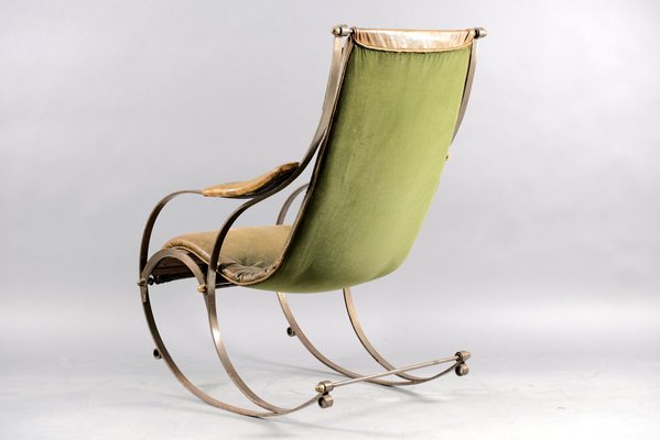 Antique Leather and Metal Rocking Chair by Peter, Cooper for R.W. Winfried-CIP-658781