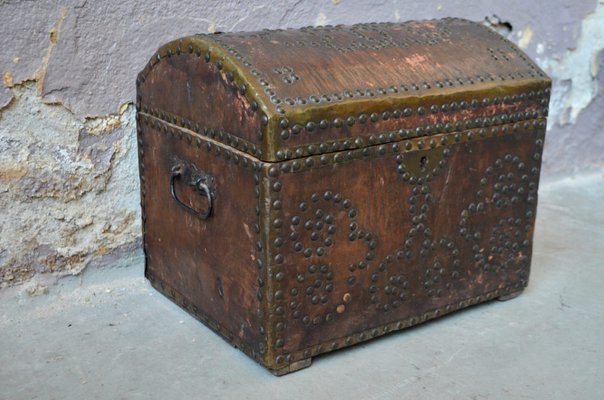 Antique Leather and Wood Trunk-AIU-1737337