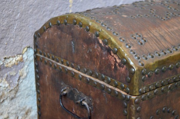 Antique Leather and Wood Trunk-AIU-1737337