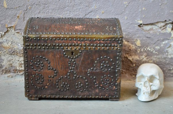 Antique Leather and Wood Trunk-AIU-1737337