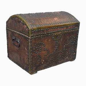 Antique Leather and Wood Trunk-AIU-1737337