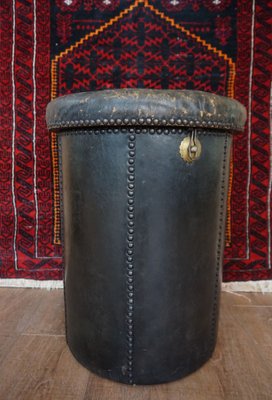 Antique Leather Ottoman-EA-852167