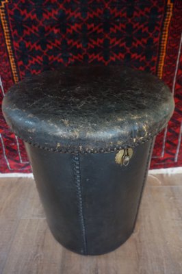 Antique Leather Ottoman-EA-852167