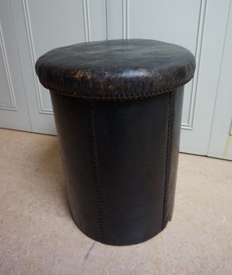 Antique Leather Ottoman-EA-852167