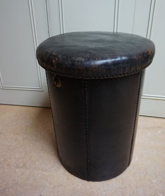 Antique Leather Ottoman-EA-852167