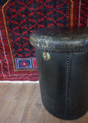 Antique Leather Ottoman-EA-852167