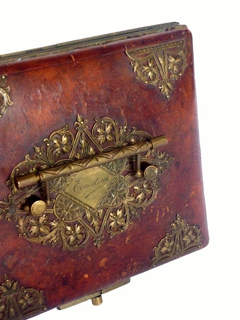 Antique Leather Women's Jewelry Box, Early 1900s