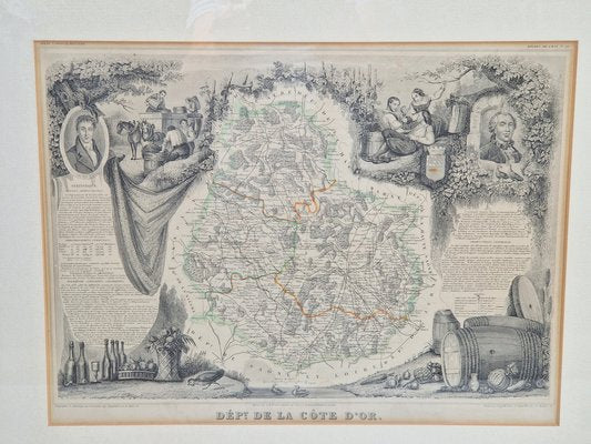 Antique Levasseur La Marne & Cote d'Or Wine Maps, 1852, Set of 2-AXJ-1761113