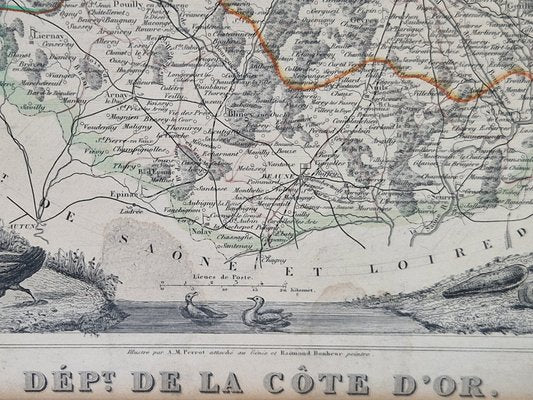 Antique Levasseur La Marne & Cote d'Or Wine Maps, 1852, Set of 2-AXJ-1761113