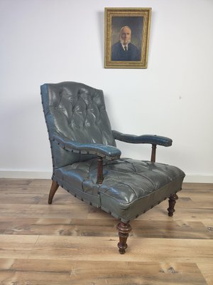 Antique Library Chair in Leather, 1860s-ZCH-1806783