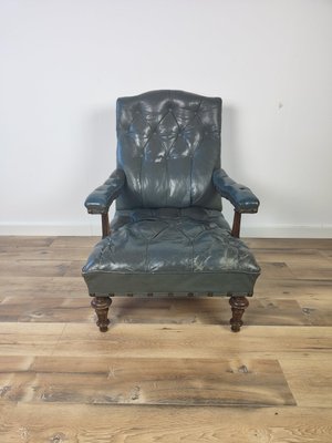 Antique Library Chair in Leather, 1860s-ZCH-1806783