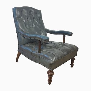 Antique Library Chair in Leather, 1860s-ZCH-1806783