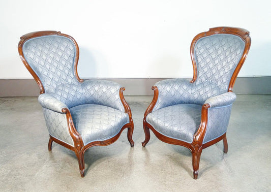 Antique Louis Philippe Armchairs in Walnut, Set of 2