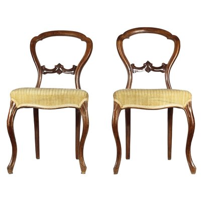 Antique Louis Philippe Italian Walnut Side Chairs, 1850s, Set of 2-RAQ-497413