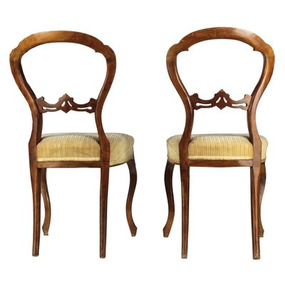 Antique Louis Philippe Italian Walnut Side Chairs, 1850s, Set of 2-RAQ-497413