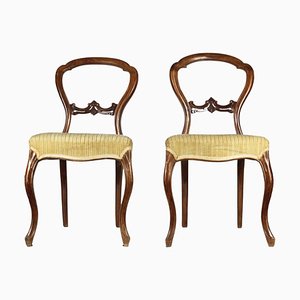 Antique Louis Philippe Italian Walnut Side Chairs, 1850s, Set of 2-RAQ-497413