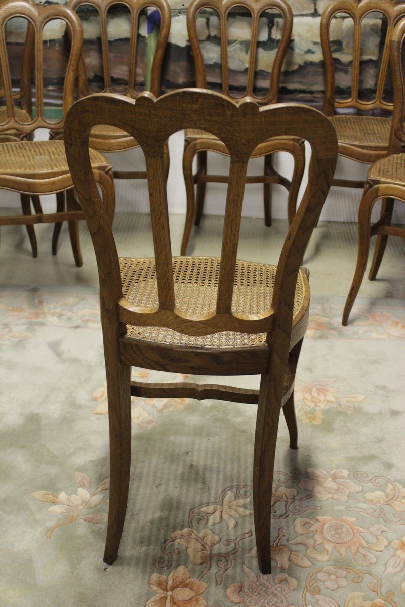 Antique Louis Philippe Oak Dining Chairs, Set of 8