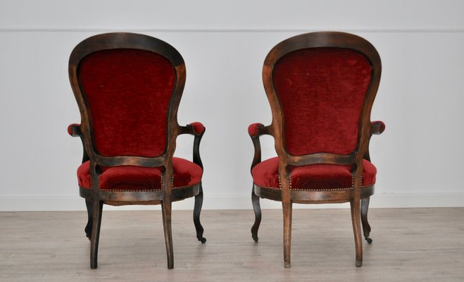 Antique Louis Philippe Style Italian Lounge Chairs, Set of 2-KNM-554137