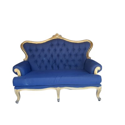 Antique Louis XV Blue Sofa with Gilt Gold-TCS-1241050