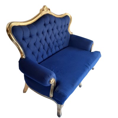 Antique Louis XV Blue Sofa with Gilt Gold-TCS-1241050