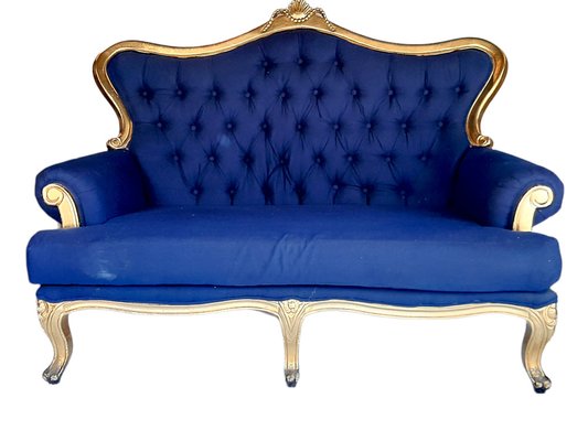 Antique Louis XV Blue Sofa with Gilt Gold-TCS-1241050