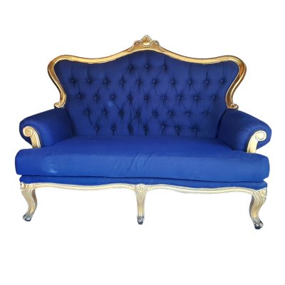 Antique Louis XV Blue Sofa with Gilt Gold-TCS-1241050