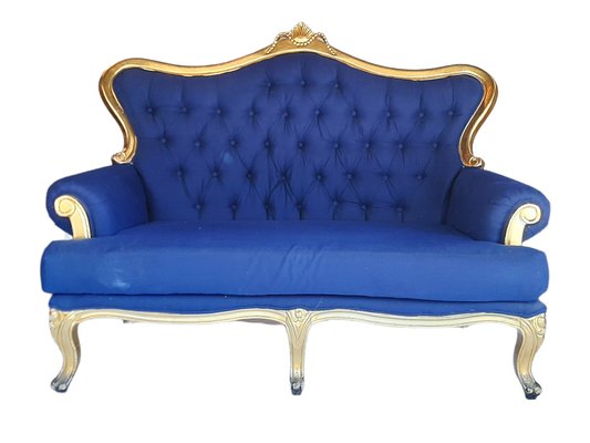 Antique Louis XV Blue Sofa with Gilt Gold-TCS-1241050