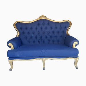 Antique Louis XV Blue Sofa with Gilt Gold-TCS-1241050