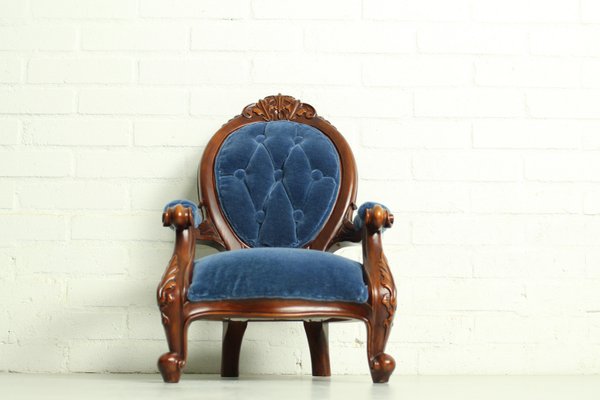 Antique Louis XV Mahogany Armed Portrait Chair, 1950s-ZA-1426135