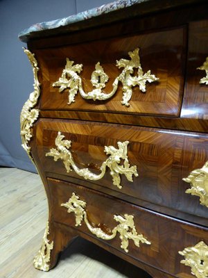 Antique Louis XV Marquetry Tomb Chest of Drawers-WSV-605376