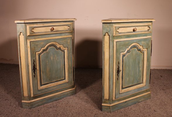 Antique Louis XV Polychrome Corner Cupboards in Oak, Set of 2-HPU-809512