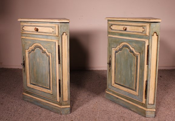 Antique Louis XV Polychrome Corner Cupboards in Oak, Set of 2-HPU-809512