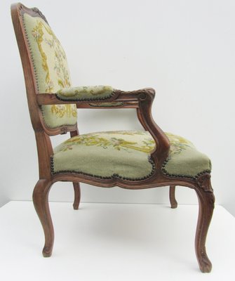 Antique Louis XV Style Carved Oak Armchair, 19th Century-EA-1251527