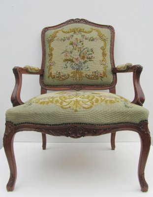 Antique Louis XV Style Carved Oak Armchair, 19th Century-EA-1251527