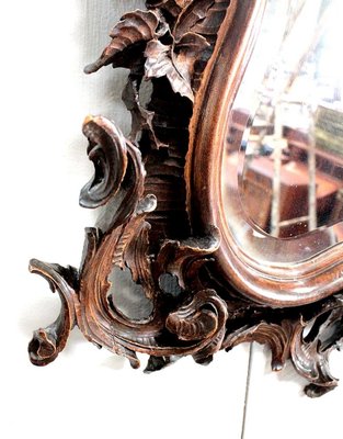 Antique Louis XV Style Solid Walnut Rocaille Mirror, 1900s-RVK-728032