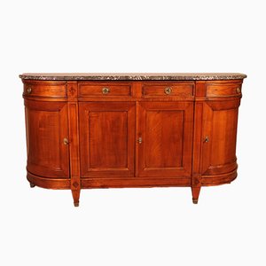 Antique Louis XVI Cherry Buffet with Marble Top-HPU-728016