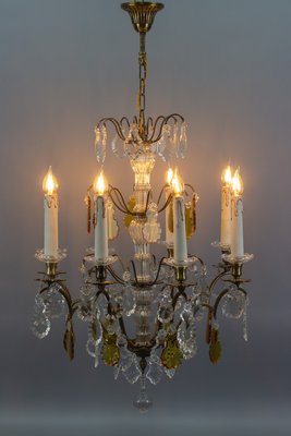 Antique Louis XVI Crystal Glass and Brass Chandelier-KEG-1080153