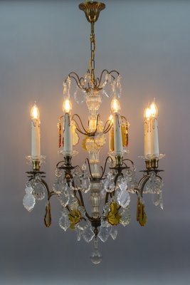 Antique Louis XVI Crystal Glass and Brass Chandelier-KEG-1080153