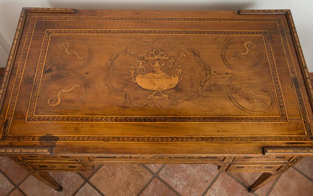 Antique Louis XVI Lombard Desk in Walnut with Maple Inlay Grafts, 18th Century-KKK-1749338