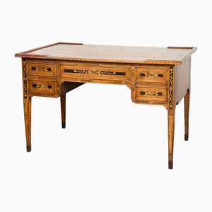 Antique Louis XVI Lombard Desk in Walnut with Maple Inlay Grafts, 18th Century-KKK-1749338