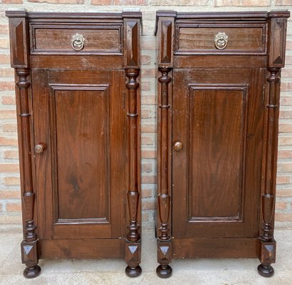 Antique Louis XVI Nightstands with White Marble Tops, 1890s, Set of 2-NOU-1743159