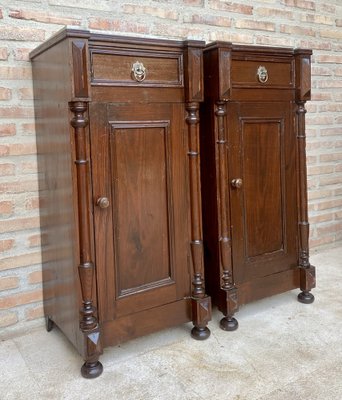 Antique Louis XVI Nightstands with White Marble Tops, 1890s, Set of 2-NOU-1743159